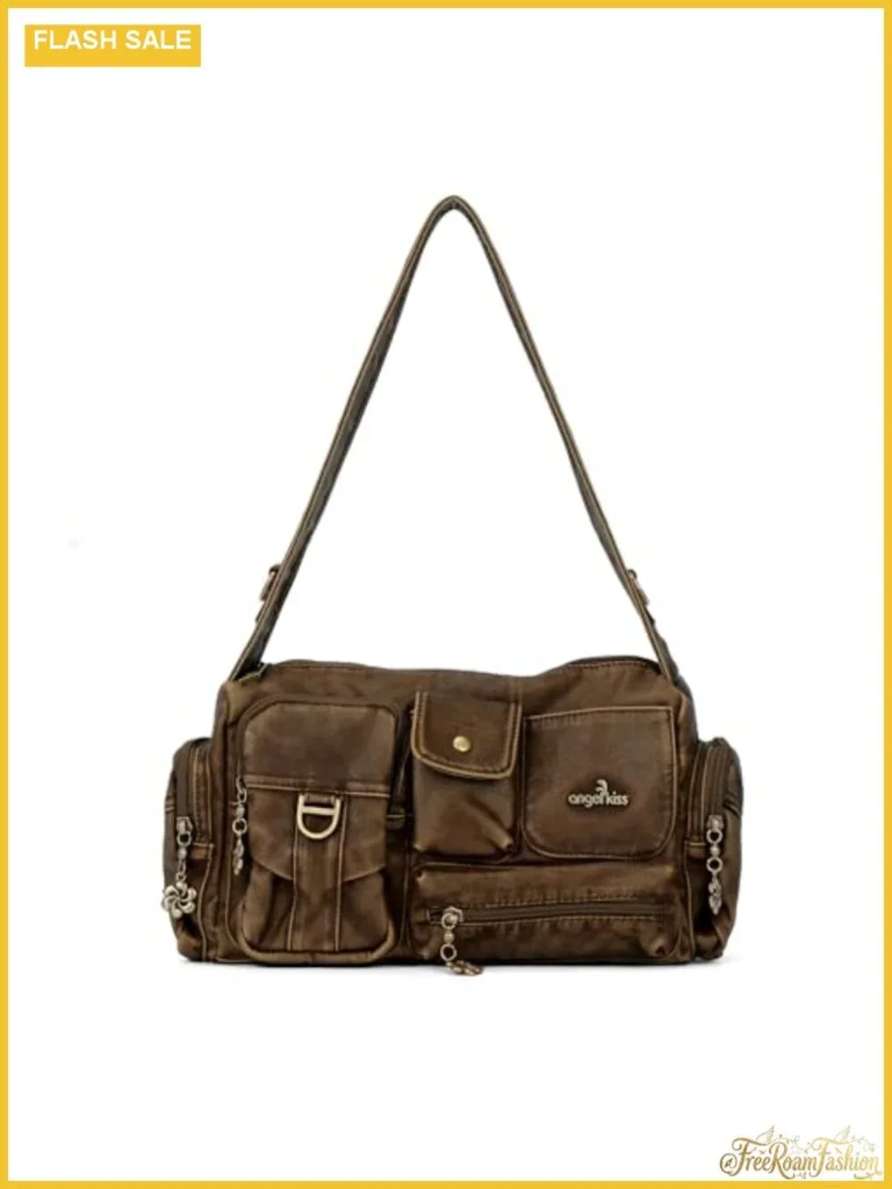 Vintage Hobo Shoulder Bag Women Crossbody Purse Faux Leather 7 Pockets